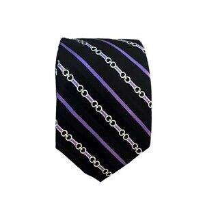 Saks Fifth Avenue Men's Neck Tie Black Purple Silk
